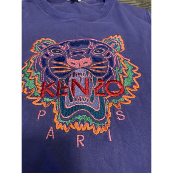 Kenzo Paris Tiger Embroidered Pullover Sweatshirt Black Gold Tiger Red Print XL - Picture 2 of 11